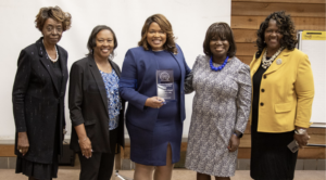 Accepting the GBI CFP Award with membersof the Macon AME Women’s Missionary Society (left
to right): Shirley Washington, President Sylvia Moore,
DA Howard, President Gwendolyn Byrd, Comm.
Elaine Lucas